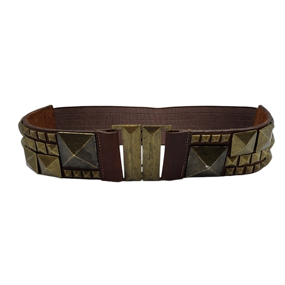 Leatherock Studded Leather with Elastic Back Belt Size Small Brown - Picture 13 of 13